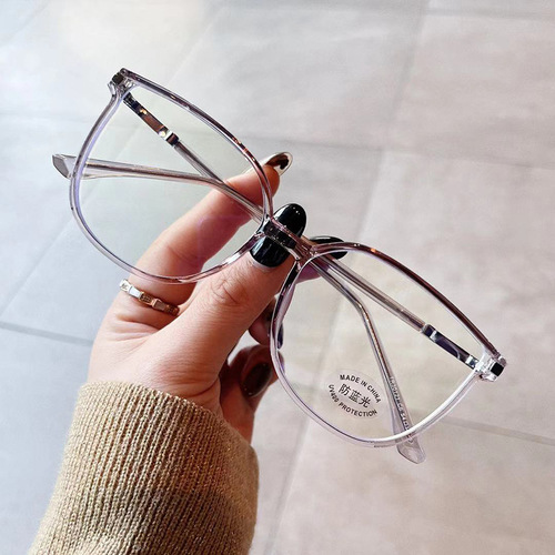Qianai's new myopia glasses frame TR90 personalized cat-eye plain mirror Korean version with diamond fashion street style glasses