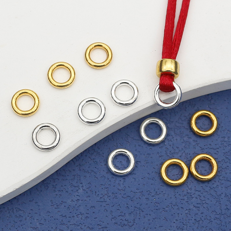 Simple all-match round closed ring connector gold and silver two-color braided rope Xizang silver circle jump ring diy jewelry accessories