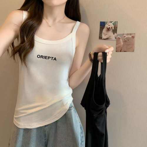 Relaxed Plus-Size Tank Top Straps Women Summer Design Outerwear Sleeveless Black Solid Color Versatile Top