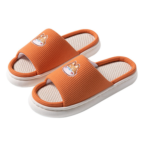  Four Seasons Linen Slippers for Female Couples Indoor Household Shoes Large White Sole Feeling Hemp and Floor Mops Wholesale
