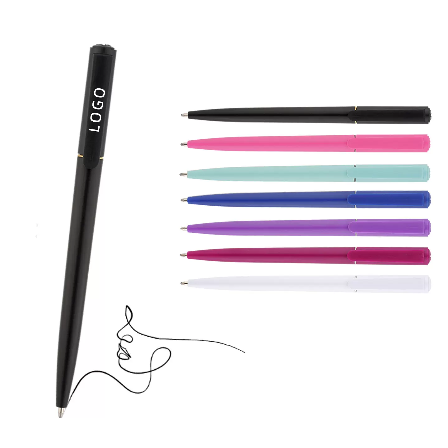 商务酒店圆珠笔定制LOGO广告笔旋转磨砂黑色油笔PEN