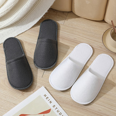 One-time use hotel slippers made of fuzzy EVA with white fuzzy fabric LOGO, thickened model, wholesale
