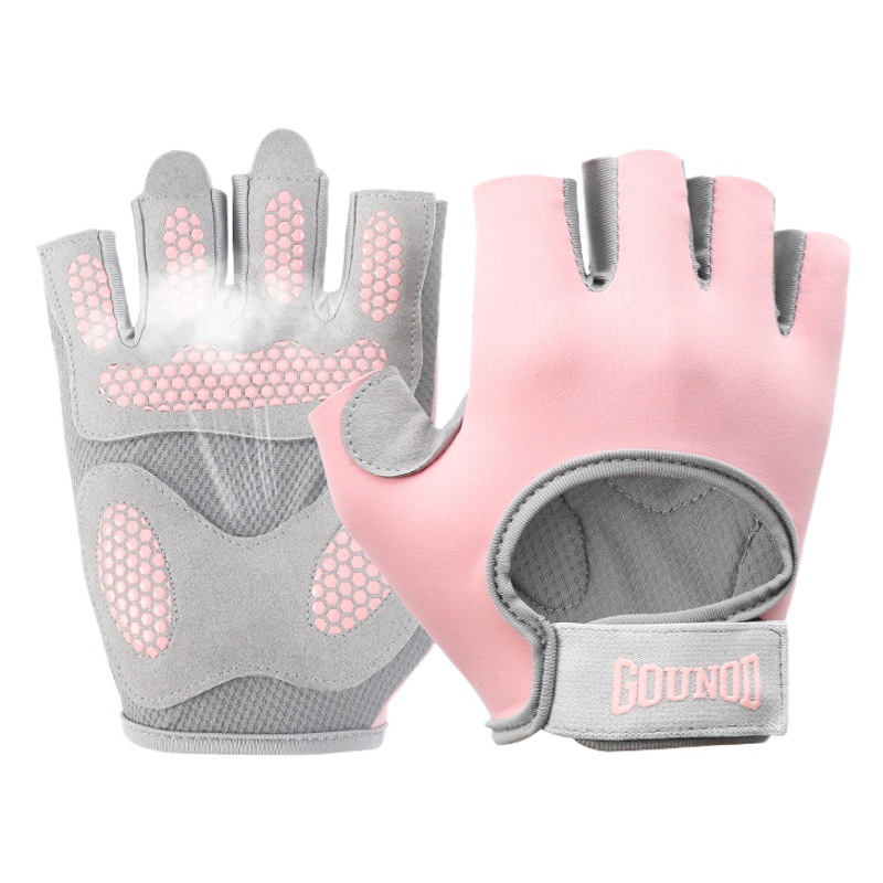 Half finger sports gloves silicone non-slip thickened palm pad men and women dumbbell horizontal bar fitness equipment exercise gloves