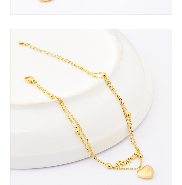 Fashion Letter Heart Shape Titanium Steel Plating Womenu0027S Anklet