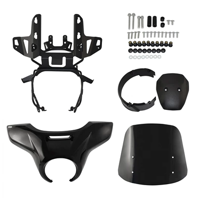 hood spoiler hood headlight – Motorcycle front windshield - bright-black-headlight-smoked-black-windshield