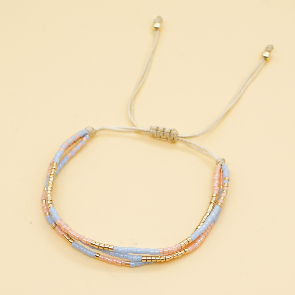 Bohemian Color Block Glass Beaded Bracelets