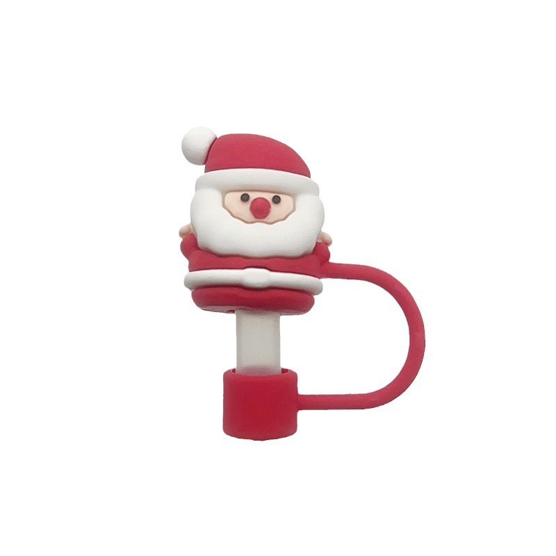 Nuevo transfronterizo de 10 mm tapa de paja de Navidad de alce goma blanda tapa de paja de dibujos animados de Navidad tapa de polvo tapa de paja