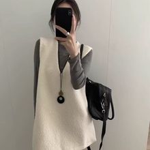 2025法式气质小香风毛呢连衣裙女秋冬感坎肩V领无袖背心短裙热卖