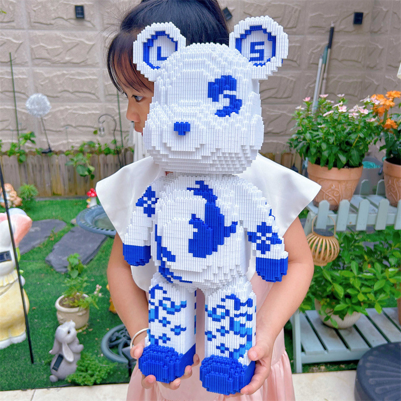 Moda lesen bloques de construcción de partículas pequeñas ensambladas rompecabezas de oso violento adulto de alta dificultad tridimensional rompecabezas niña juguete