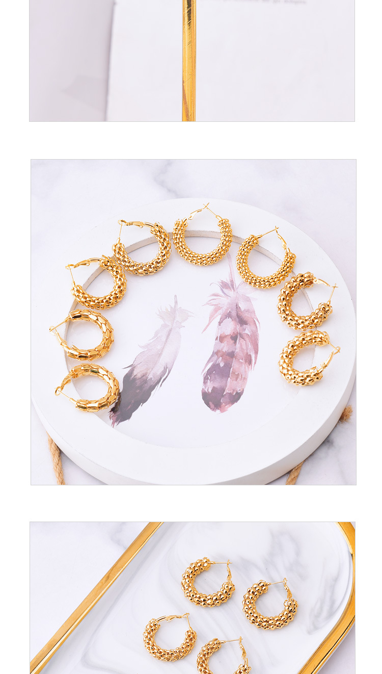 Hoop Earrings Classification 18K Gold Plating Color 1 Pair Quantity PVD Coated Real Gold Plated 18K Gold Geometric Solid Color 304 Stainless Steel Vintage Style Waterproof Non Tarnish Hoop Earrings