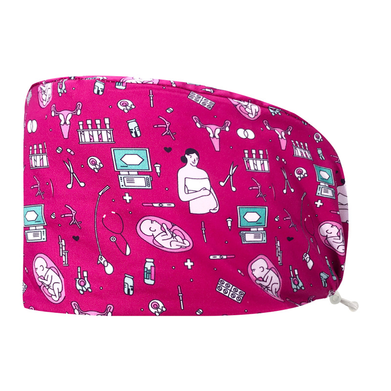 Sombrero de algodón estampado, bonito sombrero de enfermera, dientes, electrocardiograma, herramienta médica, patrón, sombrero de trabajo, sombrero Baotou, exportación