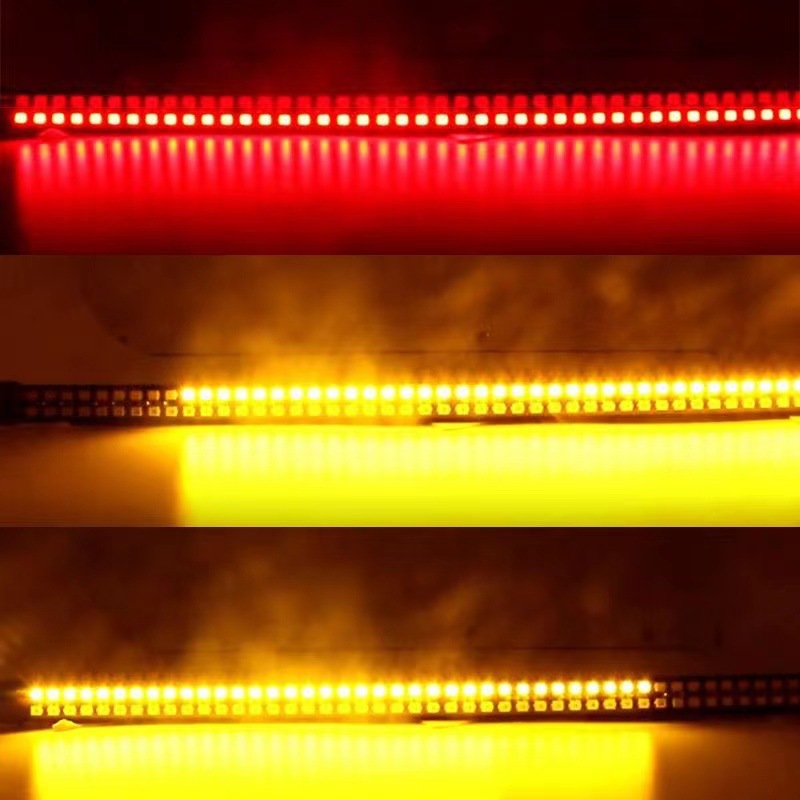 12v motorcycle warning light bar tail light led decoration integrated light with two-color running water light turn brake light
