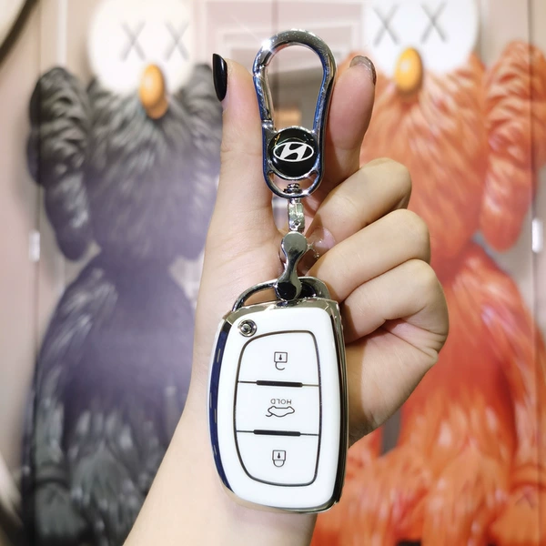 Modern B-style smart 3-key middle trunk: milky white (single shell + metal buckle)