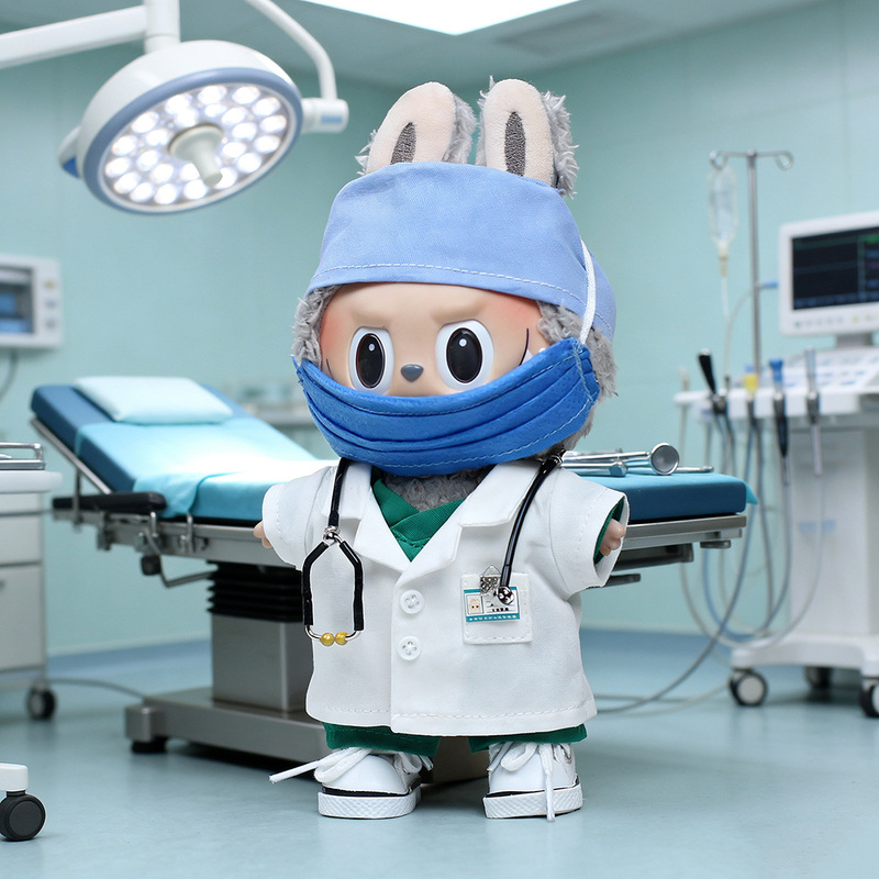 Only Doll Clothes】First/Third Generation Labubu Universal Doll Clothes Vinyl Doll Clothes Doctor Nurse Heartbeat Macaron