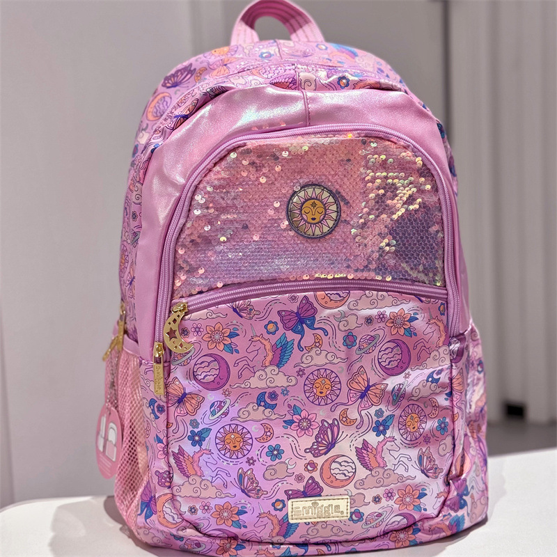 澳洲Smiggle書包1-6年級學生雙肩粉色太陽大號減壓背包多功能禮品