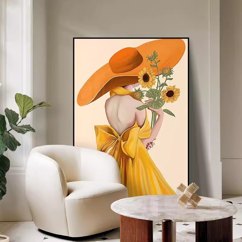 Portrait Decorative Painting Women's Clothing Store Bedroom Mural Beauty Hanging Painting Art Corridor Entrance Painting Oil Painting Minimalist