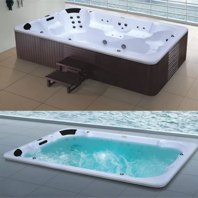花园泳池10-12人亚克力恒温浴缸冲浪按摩缸户外大池泡澡浴池tubs