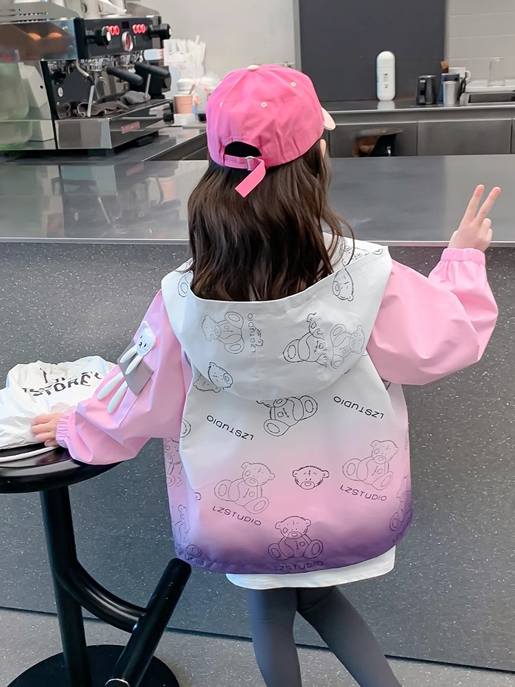 Chaqueta para niñas modelos de primavera y otoño 2025 nueva ropa para niños de estilo occidental chaqueta de degradado de primavera para niñas
