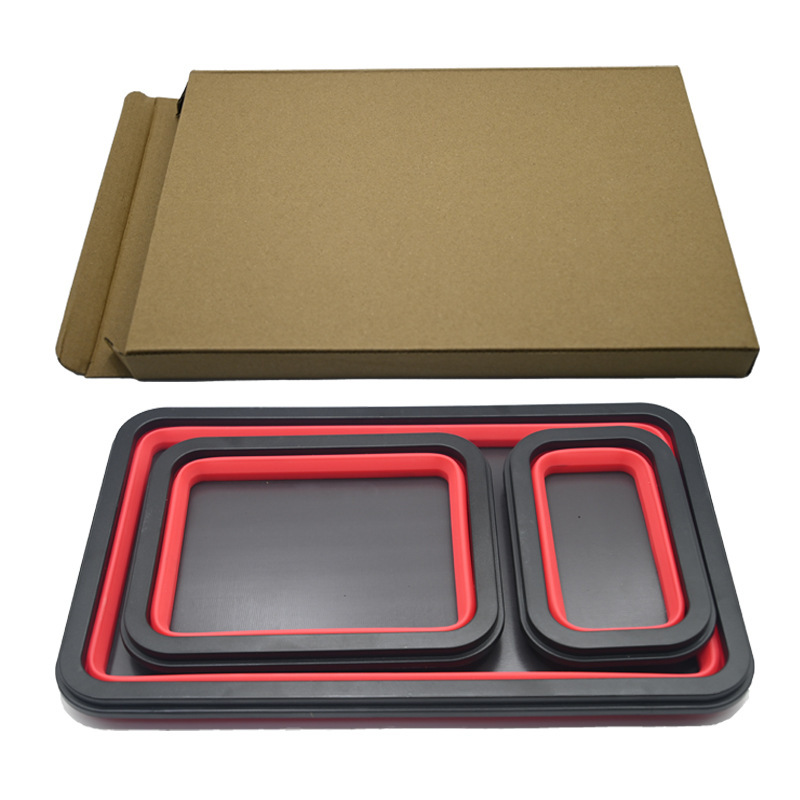 접이식 트레이 3종 세트(빨간색)