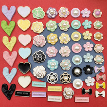 彩色小香风珍珠领结桃心五瓣花diy塑料配件头饰发夹手机壳饰品贴