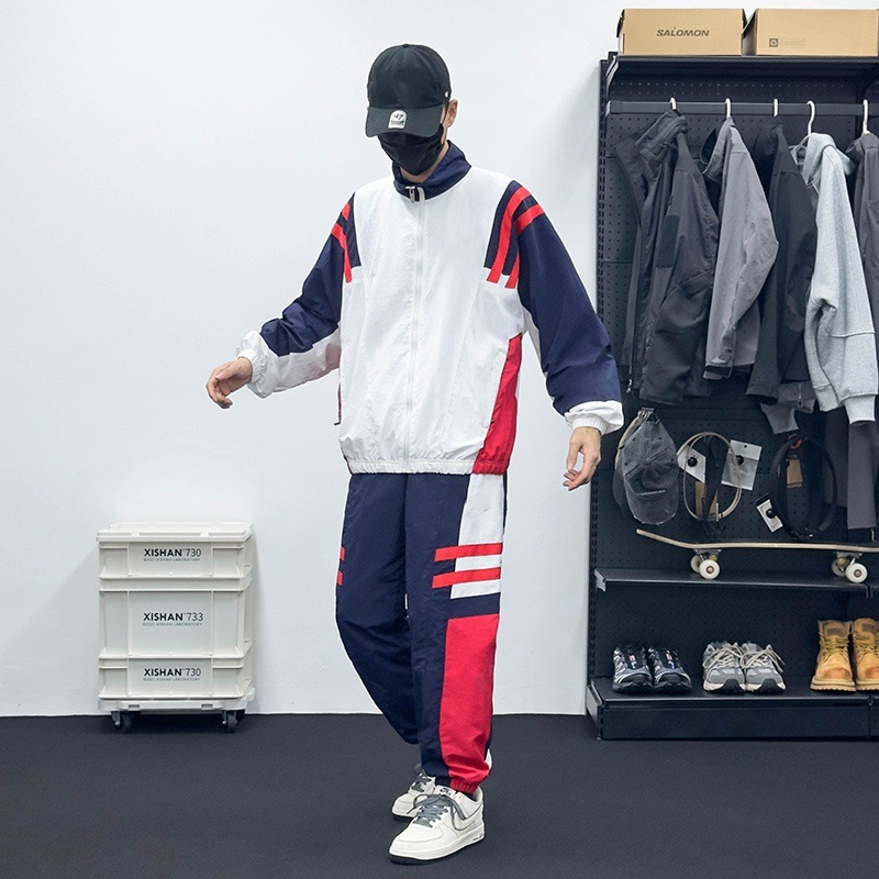 スポーツスーツメンズ長袖ジャケットとズボンランニング新しい春と秋のフィットネス服バドミントンスーツドロップシッピング|undefined