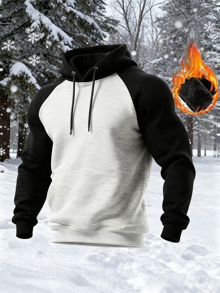 Herren Hoodie Mit Fleecefutter Und Farbblock Design Winter_voghion.com