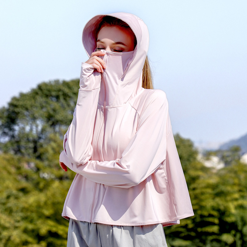 2023 Summer Solid Color Sun Protection Clothing Women's Ice Silk Sun Protection Shirt Outdoor Breathable Outdoor Sun Protection Travel Sunshade Breathable Coat