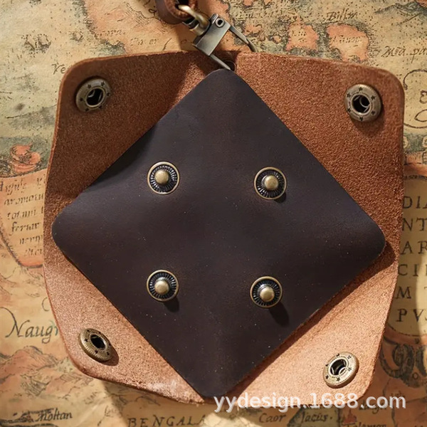 Retro leather square removable wallet