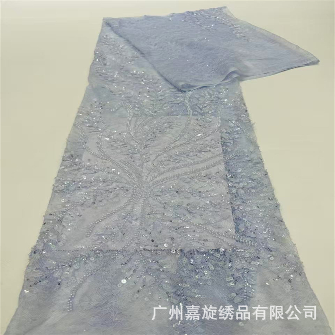 Oriente Medio flor láser arroz cuentas bordado tela bordada africana sequela vestido bordado tela de encaje africano