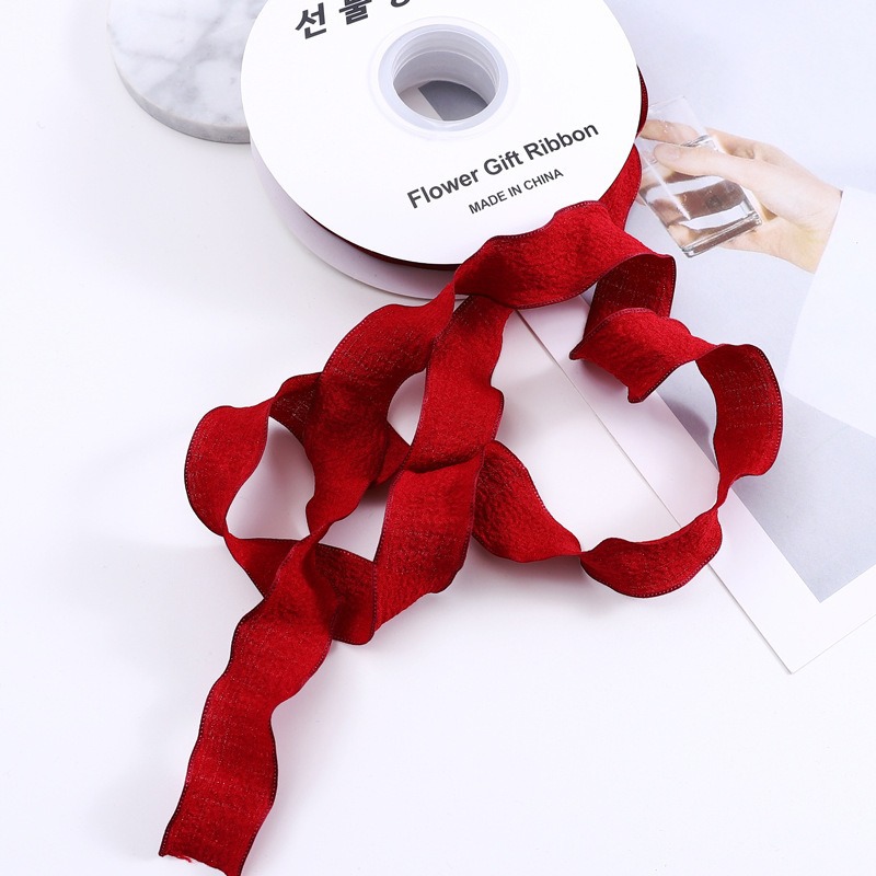 Cinta floral al por mayor 4cm borde dorado colorido ramo arco onda hilo llano cinta flor material de embalaje