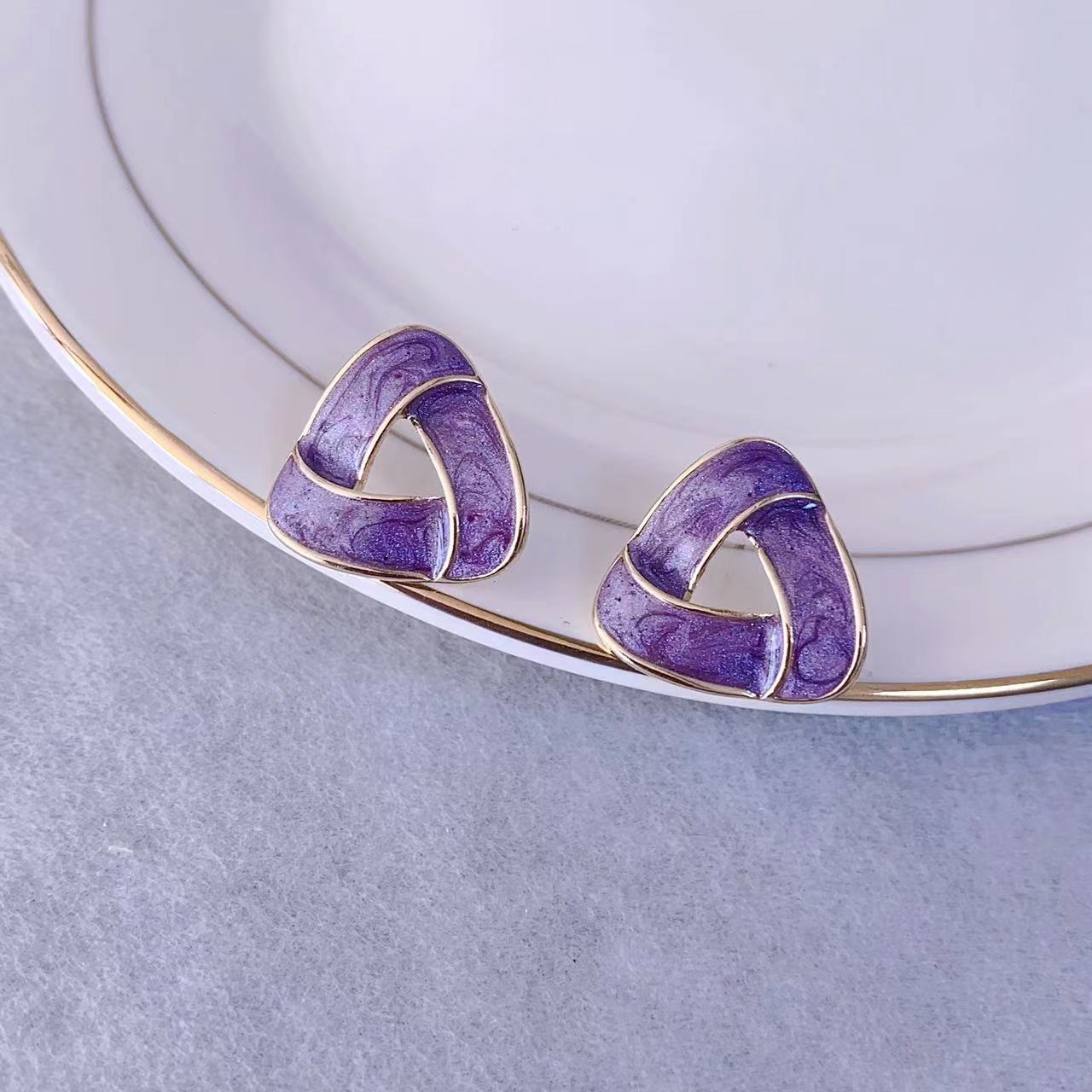 Women's Gender 1 Pair Sweet Simple Style Triangle Heart Shape Flower Enamel Alloy Drop Earrings