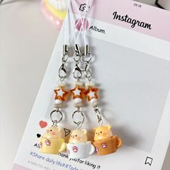 小紅の本の同モデルのアニメのコーヒーカップのバターの熊の携帯のチェーンのかわいい少女の心のカレー色の星のかばんのペンダント
