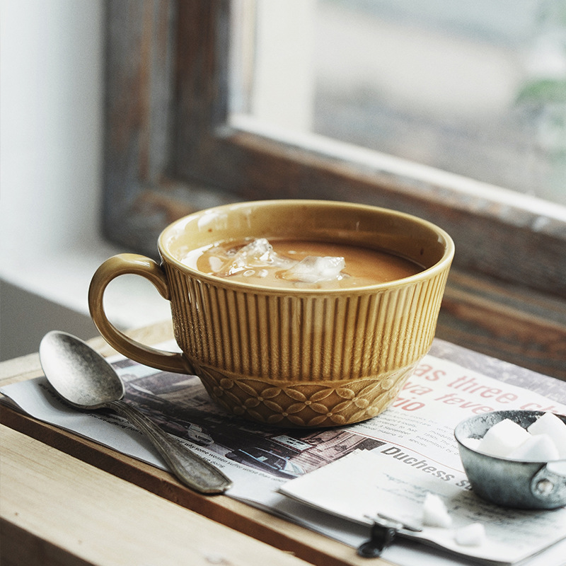 Estilo japonés horno ins Taza de cerámica Oficina taza de agua hogar pareja creativa leche desayuno avena taza