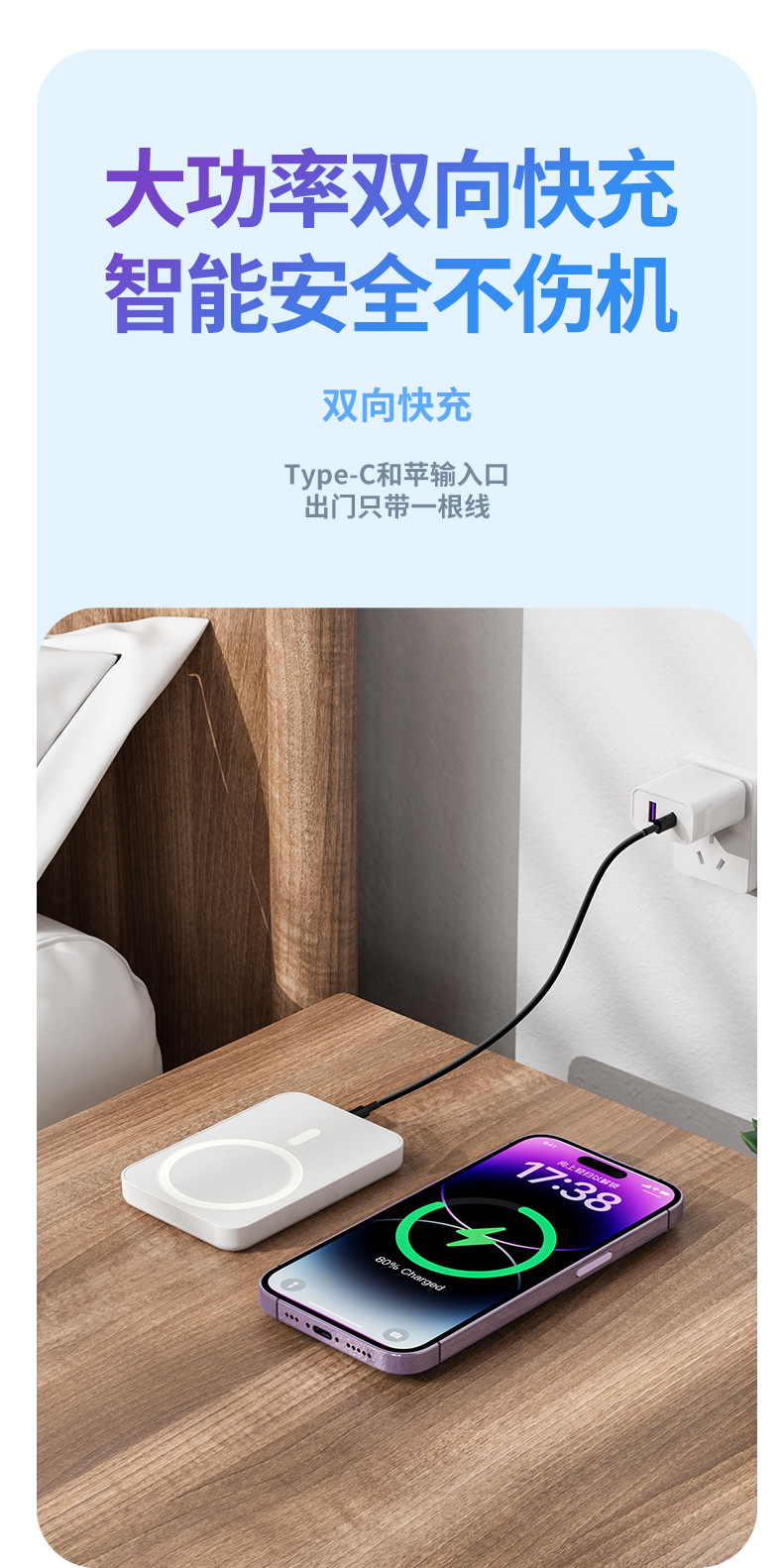 Cross-Border Magnetic Wireless Power Bank PD20W Fast Charging Magsafe Mini Portable Mobile Power Supply 10000mAh