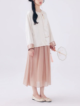 月下醉洋槐 春日新中式柔美长袖外套肌理感半裙两件套