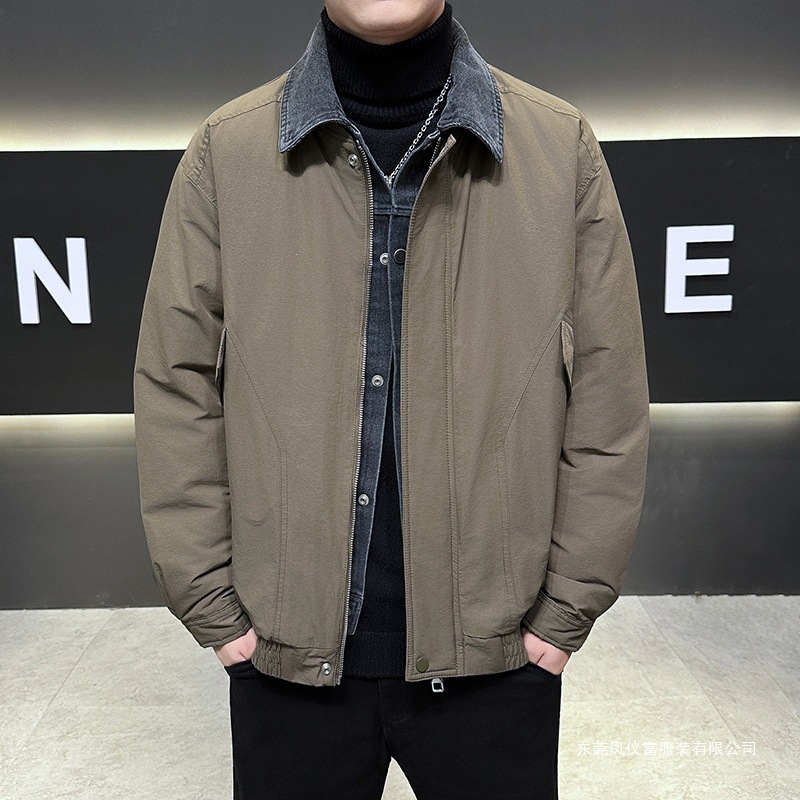 牛仔羽绒服男冬季2025新款潮流帅气休闲保暖厚款翻领男士外套上衣