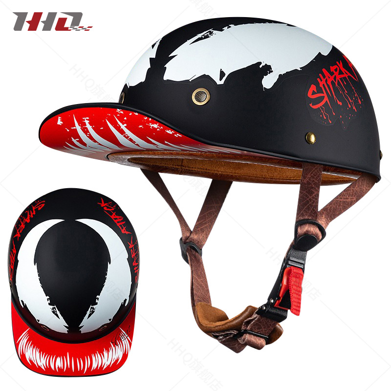 Al por mayor casco de motocicleta medio casco verano hombres y mujeres retro Harley motocicleta eléctrica gorra de béisbol primicia casco fabricante