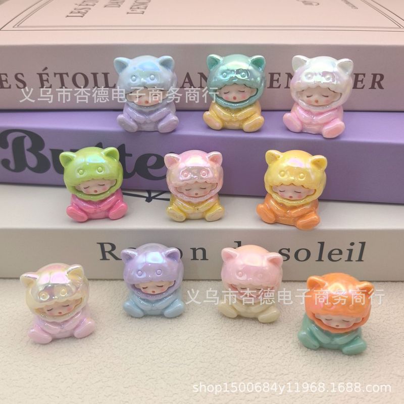电镀云梦小狗睡眠小熊卡通可爱diy 饰品配件桌面车载摆件对碰小熊|undefined