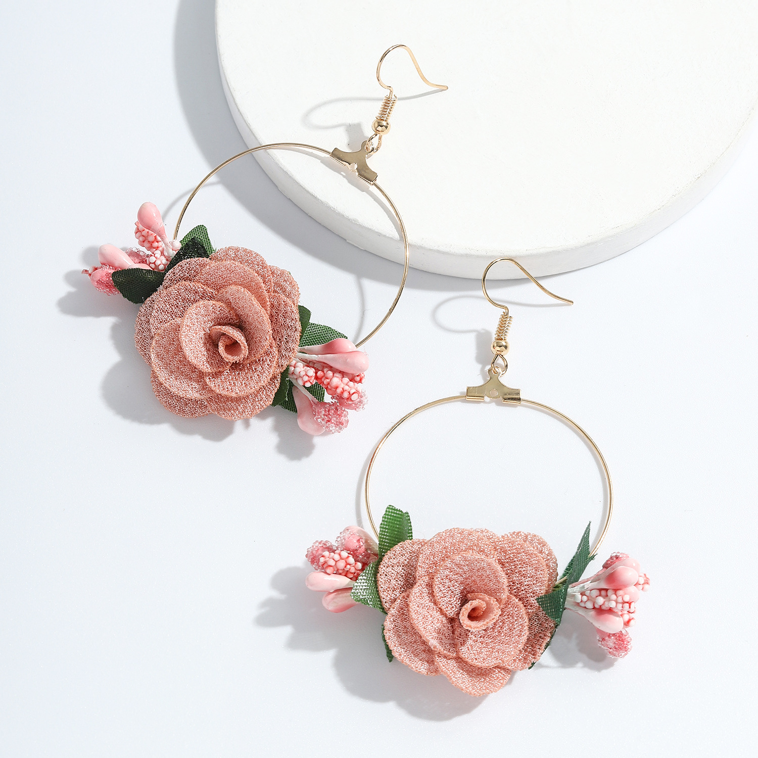 7g Weight Alloy Ear Needle Material Drop Earrings Classification Anniversary, Business, Travel, Birthday, Festival Occasion Alloy, Gauze Material Flower Pattern Women'S Gender Ethnic Style Style White, Pink, Purple, Red, Blue Color Ethnic Style Flower Alloy Gauze Drop Earrings 12