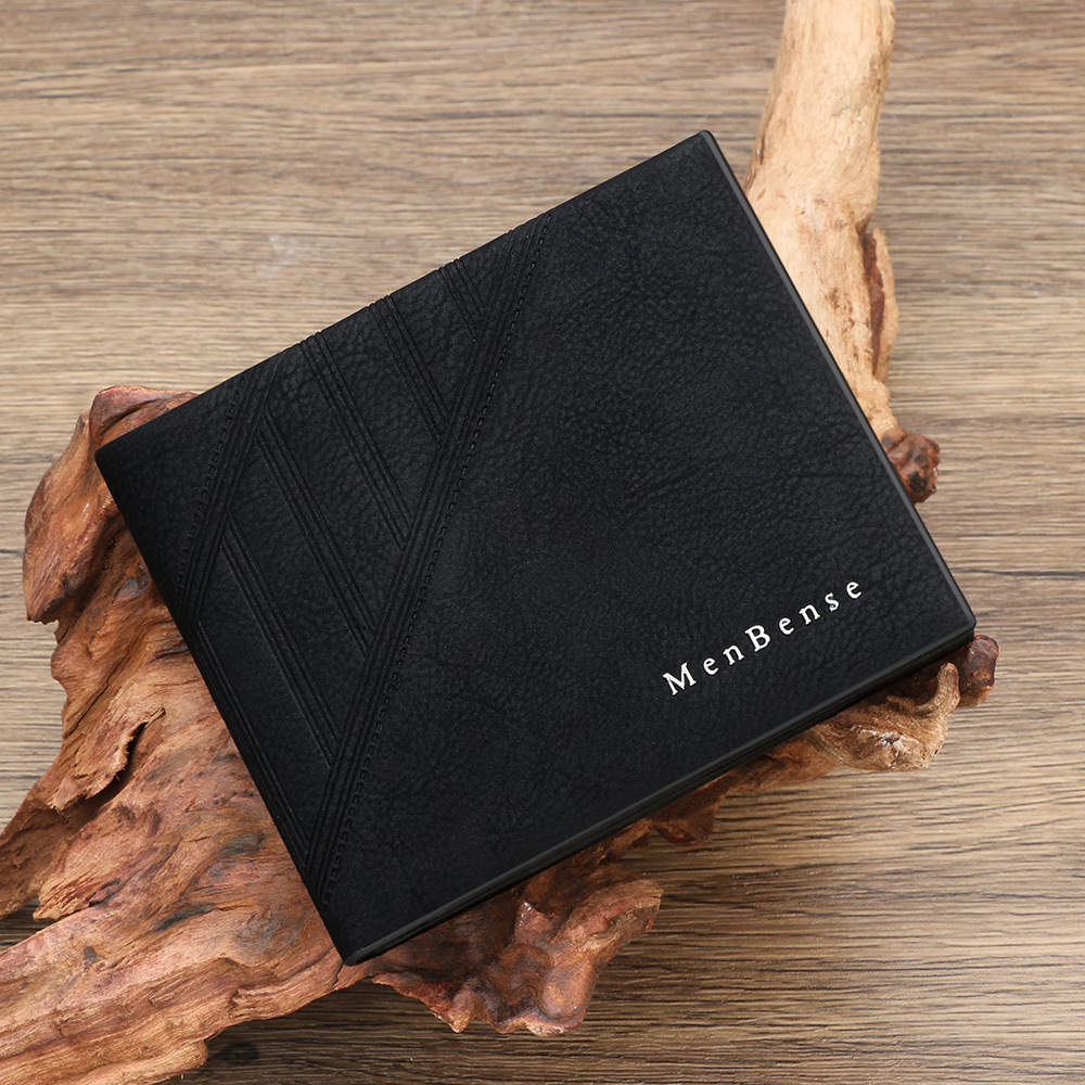 Bolso corto de pop transfronterizo de alto nivel para hombres con bisagra de tres plegables bolso de cambio para hombres con múltiples tarjetas cartera de línea oscura