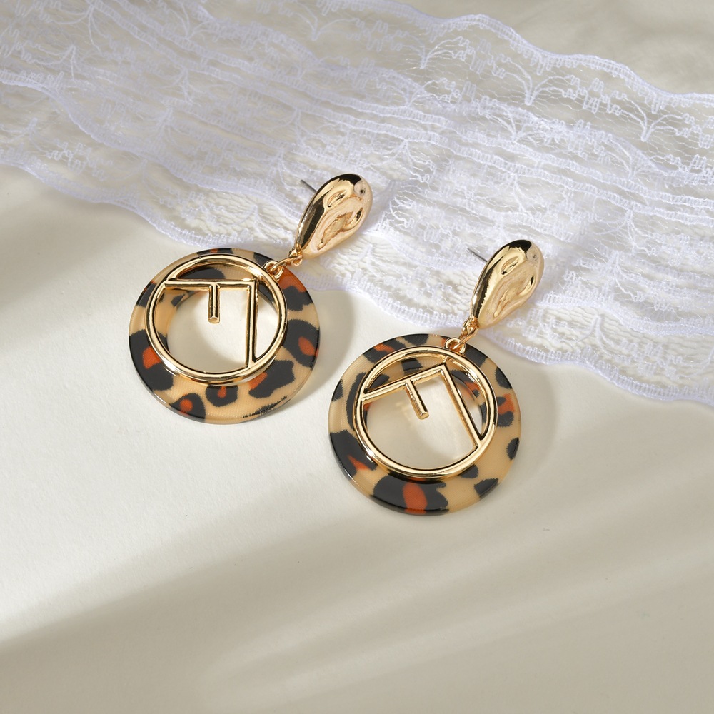 Women'S Gender Retro, Streetwear Style Leopard Color Metal Letter Retro Acrylic Leopard Print Earrings