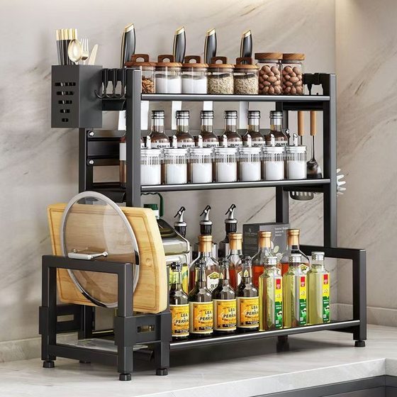 Source Factory Kitchen Storage Rack Floor Multi-functional seasonings Rack Household Thickened Multi-layer Knife and Chopsticks Storage Rack