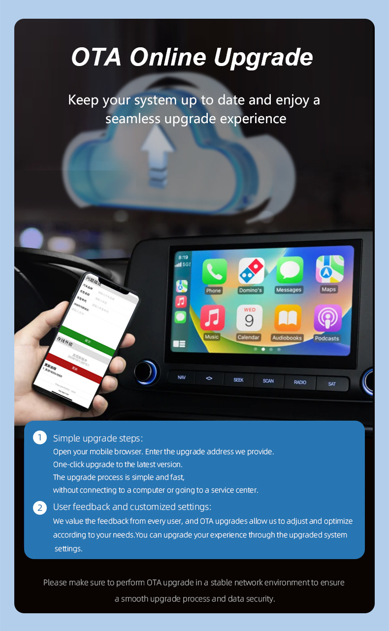 Airplane mirror CarPlay wired to wireless box Android Auto car machine interconnection box TYPE-C adapter