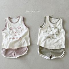 Baby Bear Vest Set Summer Children's Two-piece Set Baby Sleeveless Comfortable Cotton Set Korean Style Children's Clothing
