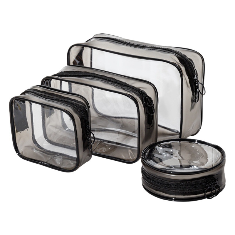 Bolsa de PVC bolsa de cosméticos transparente bolsa de PVC translúcido bolsa de almacenamiento portátil fábrica en stock cubierta de la bolsa de lavado transparente al por mayor