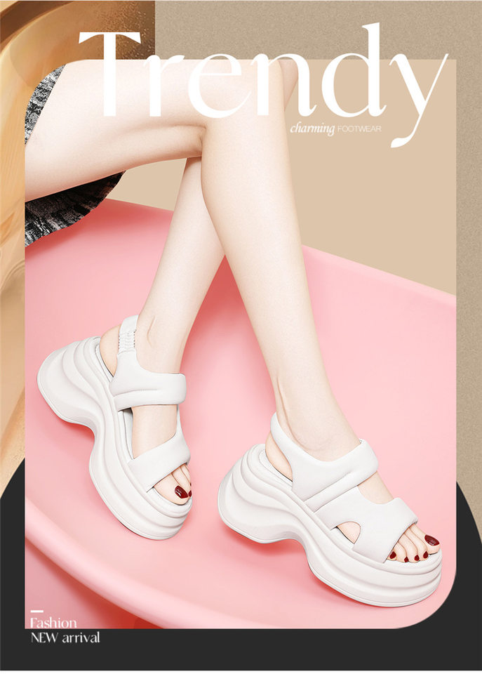Dép sandal nữ đế xuồng cao 8 cm mùa hè 2025 phong cách đa năng — JST 7187 Trắng, JST 7187 màu đen chi tiết 2