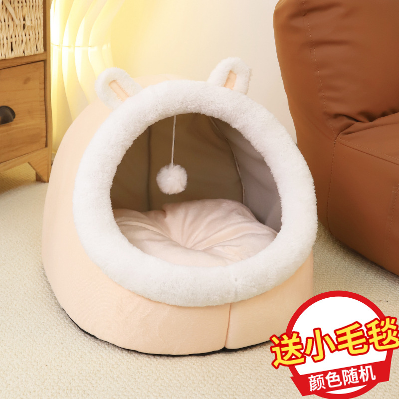 Venta al por mayor gato nido perrera invierno cuatro estaciones universal pequeño perro nido engrosada almohadilla caliente semi-cerrado nido mascota