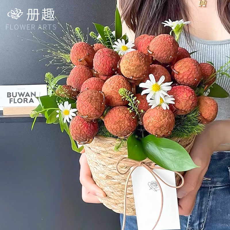 Bandeja de lichi floral tienda de flores fruta soporte fijo ramo DIY paquete de material de embalaje flor artefacto flor material ordinario palo de bambú