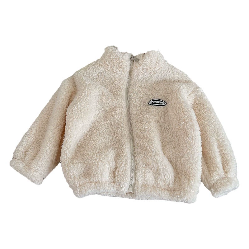 Новый детский пиджак фланец с плюшевым толстым топом для мальчиков и девочек осень-зима детский кардиган с стоячим воротником для теплой наружной одежды