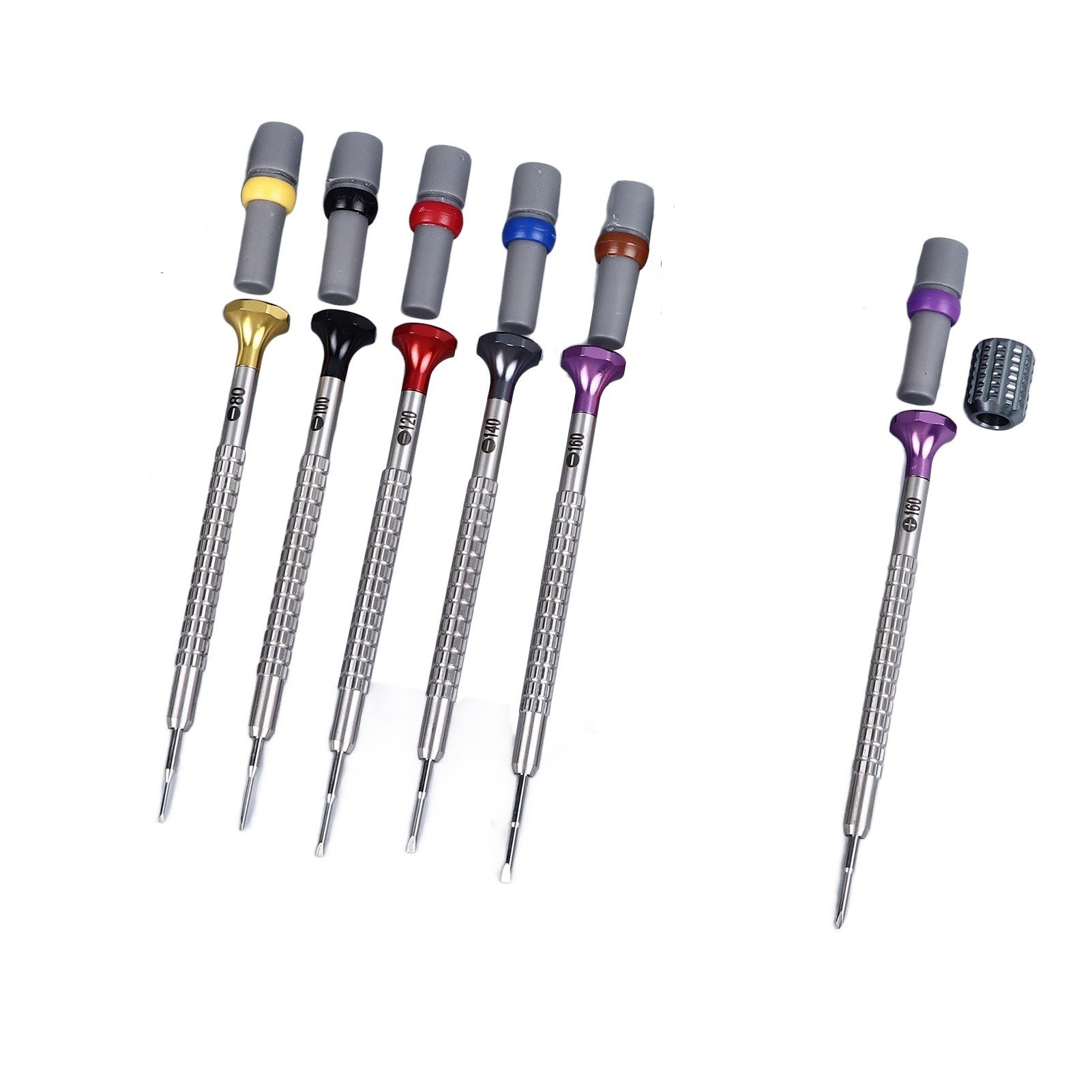 修表工具 6支装手表维修螺丝刀 粗柄6pc螺丝批0.8-1.6MM一/十字套